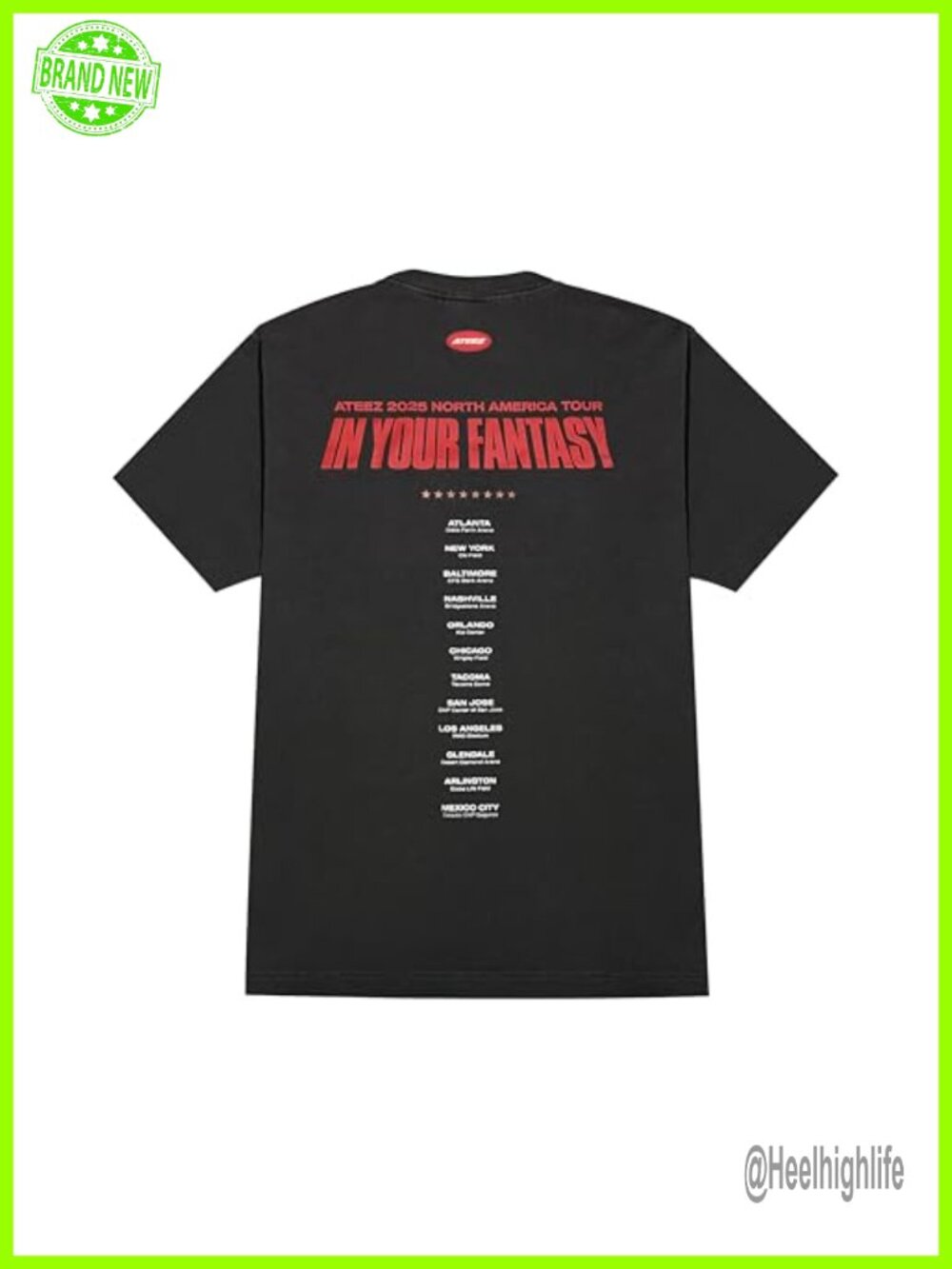 ATEEZ In Your Fantasy Tour Dateback T-Shirt 100% Cotton Concert Tee
